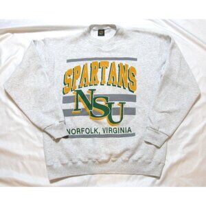 Vtg Y2K 90s NSU Spartans Norfolk Virginia Sz L Sweatshirt Collegiate Made in USA